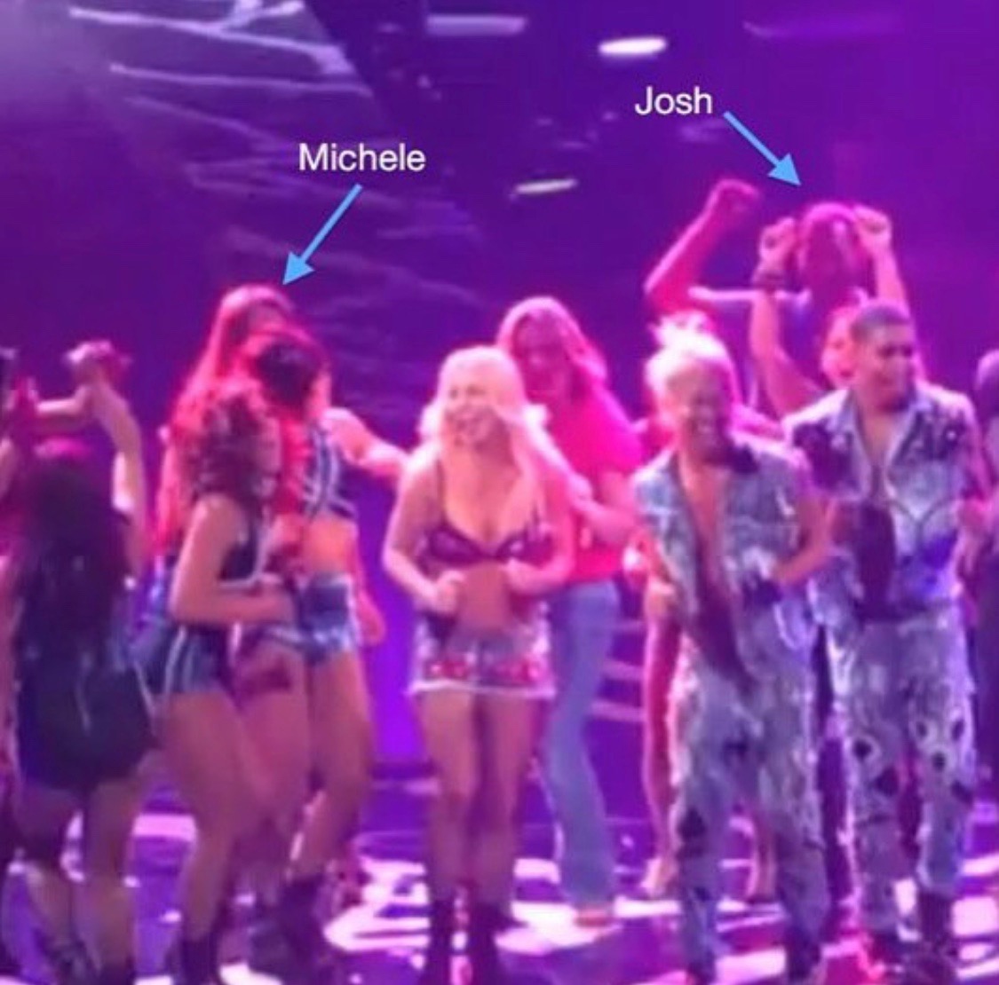 Dancing on the stage with Britney Spears